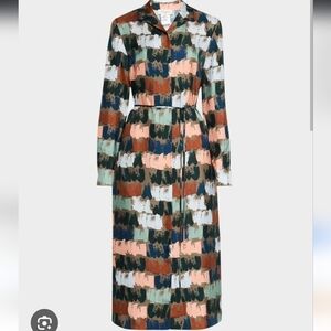 Colorful Paint Stroke Silk Midi Dress